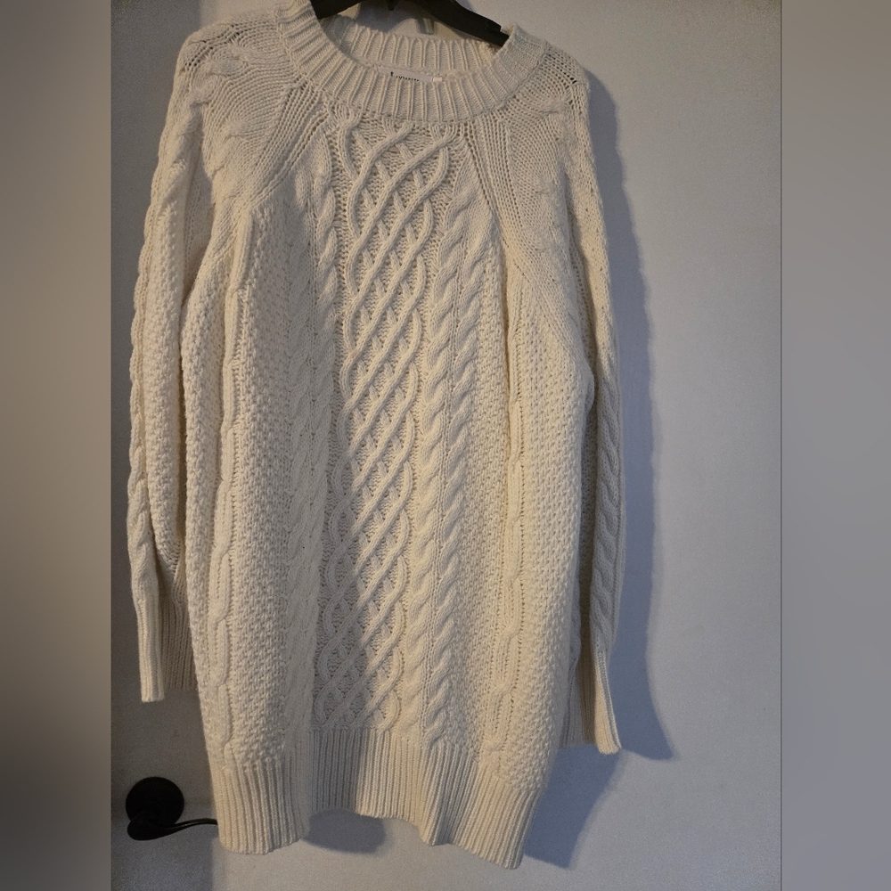Cozy Cream Cable Knit Sweater Dress